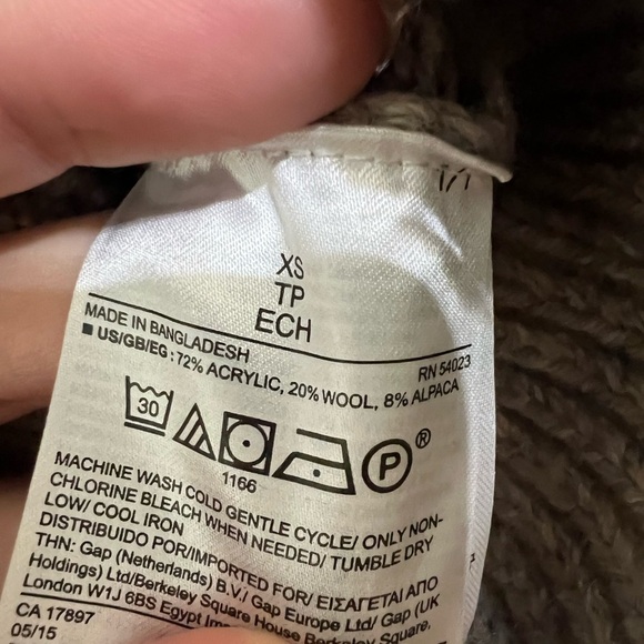 Banana Republic XS Crewneck Tan Grey Sweater Boxy Acrylic Wool Alpaca Blend - Picture 7 of 7